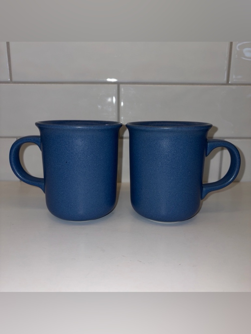Dansk Matte Navy Blue Stoneware Mugs - Set of 2